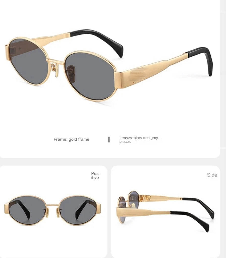 Black and gold frame sunglasses best sale