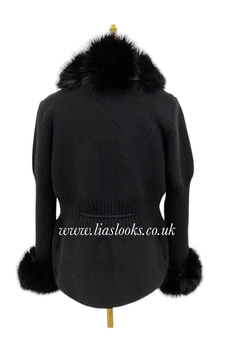 Soft Faux Fur Cardigan Black PREMIUM COLLECTION