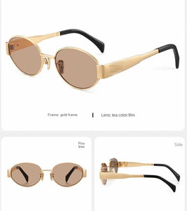 Brown/Gold Oval Sunglasses