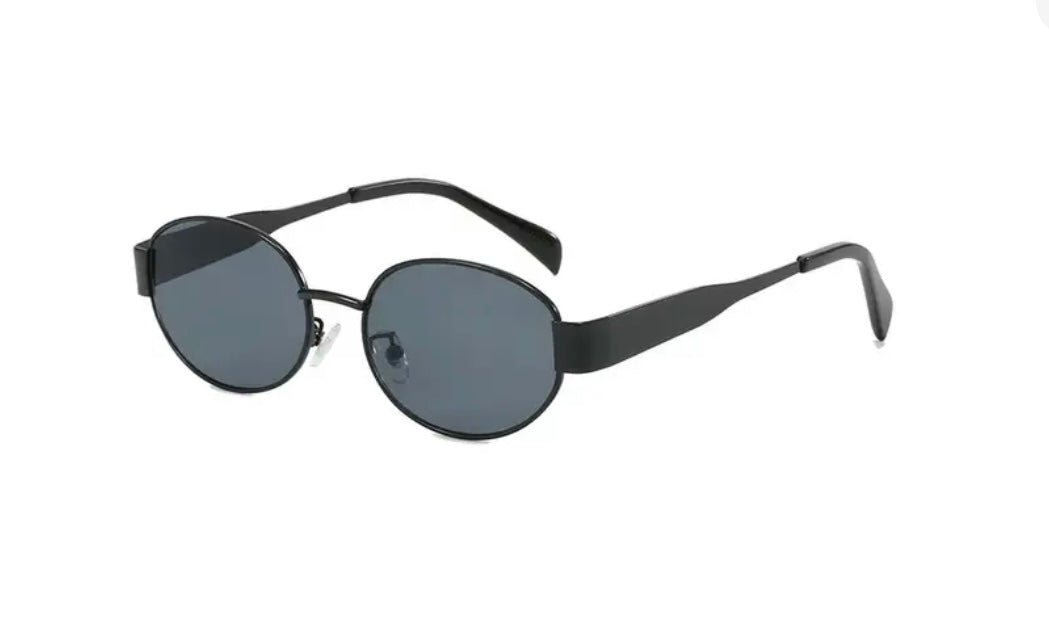 All Black Oval Sunglasses CLEARANCE