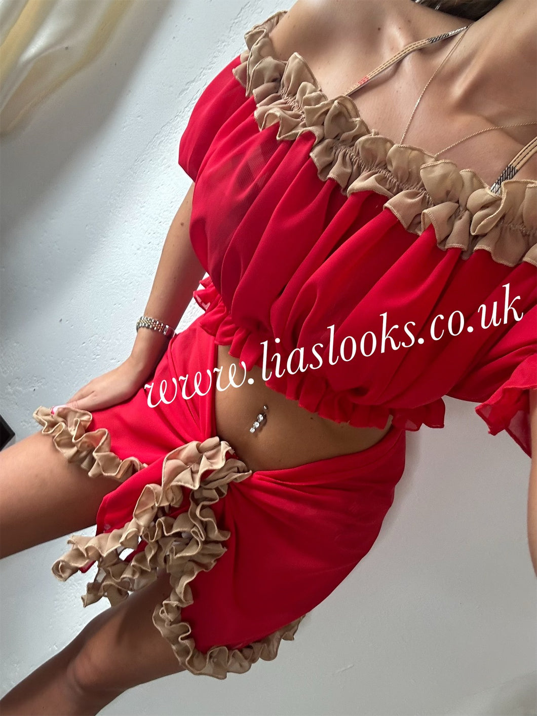 Frilly Ruffle Red/HoneyTwo Piece Set