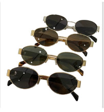 Load image into Gallery viewer, Green/Gold Oval Sunglasses
