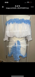 Frilly Ruffle White/Sky Blue Combo Sarong