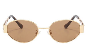 Brown/Gold Oval Sunglasses
