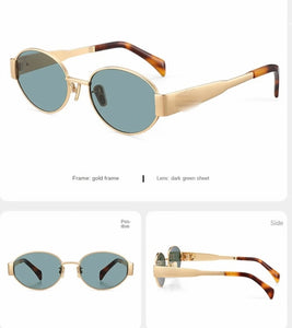 Green/Gold Oval Sunglasses