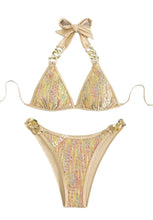 Load image into Gallery viewer, Gold Sequin Chain Bikini
