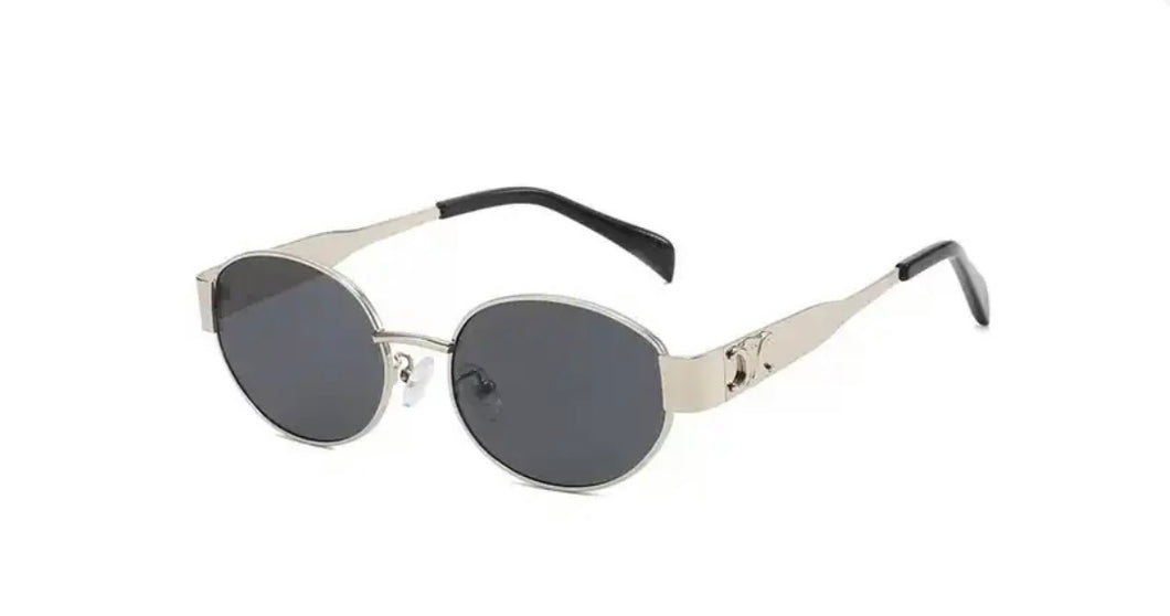 Black/Silver Oval Sunglasses