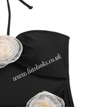Load image into Gallery viewer, Black/Cream Rose Swimsuit
