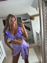 Load image into Gallery viewer, Lavender Frilly Ruffle High Waist Bikini
