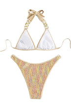 Load image into Gallery viewer, Gold Sequin Chain Bikini
