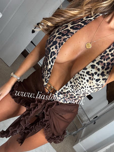 Leopard Print Gold Detail Swimsuit