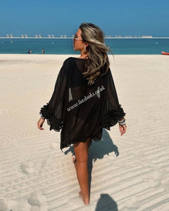 Frilly Sleeved Black Kaftan