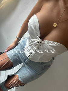 Diamanté Tassel Ripped Jeans