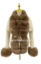 Load image into Gallery viewer, Soft Faux Fur Cardigan (Cream/Camel) PREMIUM COLLECTION
