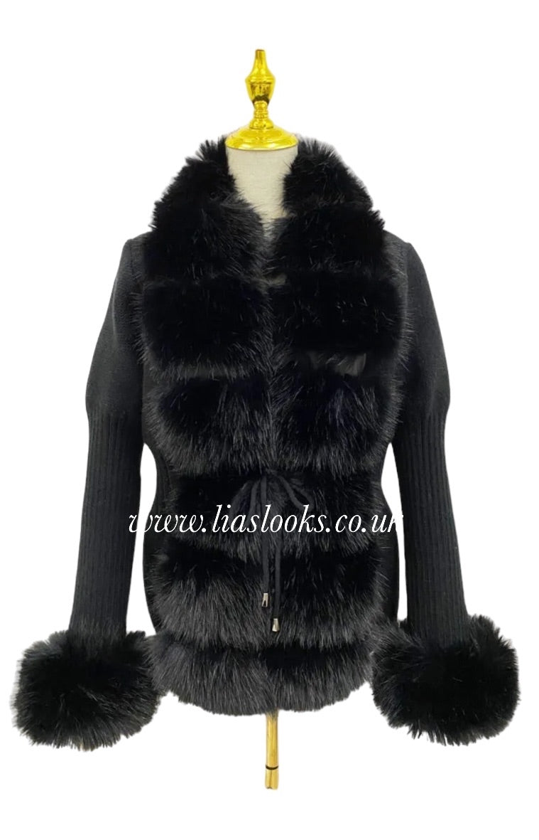 Soft faux fur coat on sale black