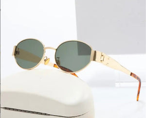 Green/Gold Oval Sunglasses