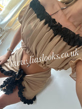 Load image into Gallery viewer, Frilly Ruffle Honey/Black Two Piece Set
