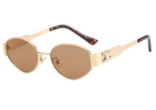 Load image into Gallery viewer, Brown/Gold Oval Sunglasses
