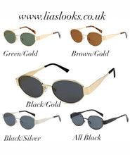 Load image into Gallery viewer, Green/Gold Oval Sunglasses
