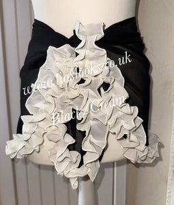 Frilly Ruffle Black/Cream Combo Sarong