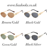 Load image into Gallery viewer, Green/Gold Oval Sunglasses
