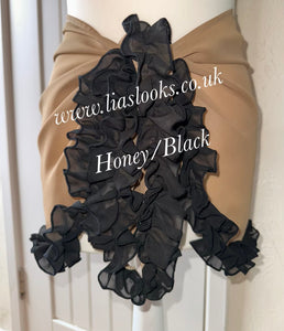 Frilly Ruffle Honey/Black Combo Sarong