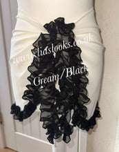 Load image into Gallery viewer, Frilly Ruffle Cream/Black Combo Sarong
