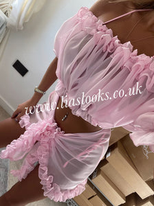 Frilly Ruffle Baby Pink Two Piece Set