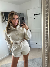 Load image into Gallery viewer, Beige Hoodie Short Set (PREMIUM COLLECTION) CLEARANCE
