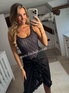 Frilly Ruffle Black Sarong