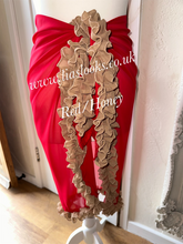 Load image into Gallery viewer, Frilly Ruffle Red/Honey Combo Sarong
