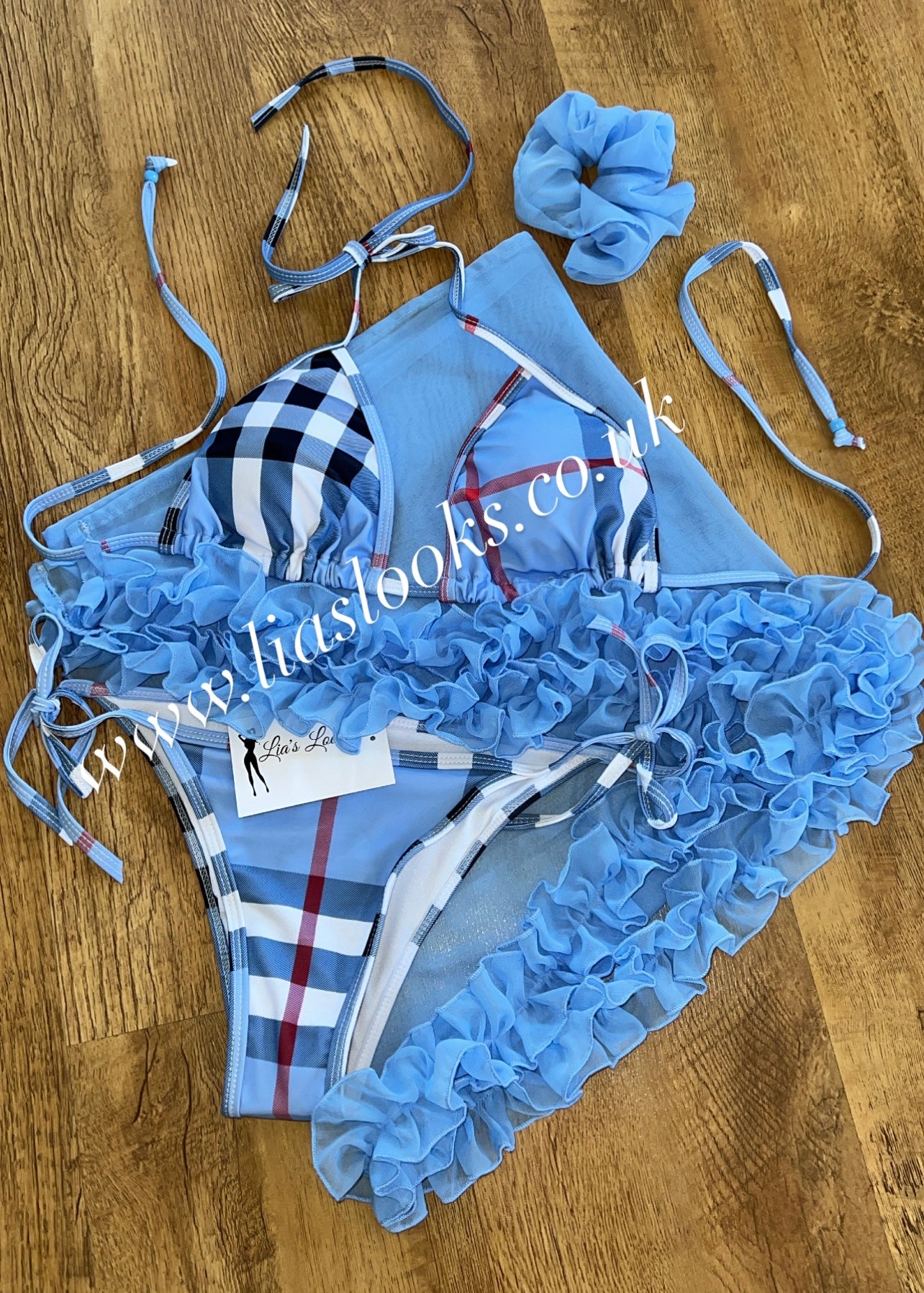 Sky Blue Checkered Bikini Lia s Looks