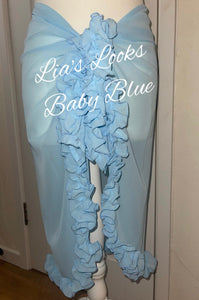 Frilly Ruffle Baby Blue Sarong