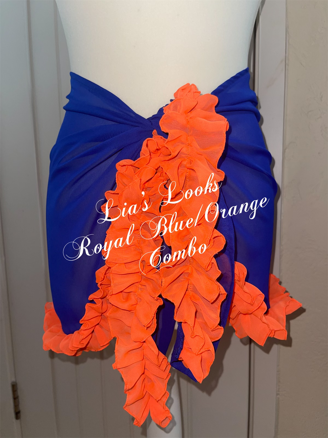 Frilly Ruffle Royal Blue/Orange Combo Sarong