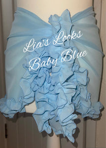 Frilly Ruffle Baby Blue Sarong