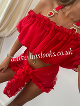 Load image into Gallery viewer, Frilly Ruffle Red Two Piece Set
