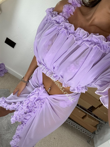Frilly Ruffle Lilac Two Piece Set