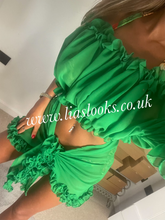 Load image into Gallery viewer, Frilly Ruffle Emerald Green Two Piece Set
