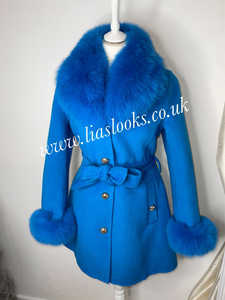 Sky Blue Wool & Cashmere Coat