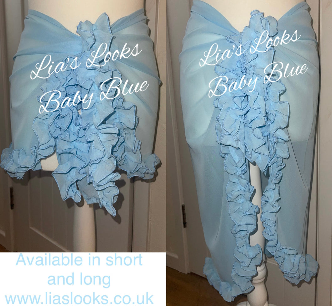 Frilly Ruffle Baby Blue Sarong