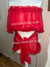 Load image into Gallery viewer, Frilly Ruffle Red Two Piece Set
