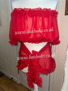 Frilly Ruffle Red Two Piece Set