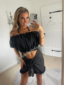 Frilly Ruffle Black Two Piece Set