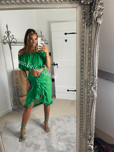 Load image into Gallery viewer, Frilly Ruffle Emerald Green Two Piece Set
