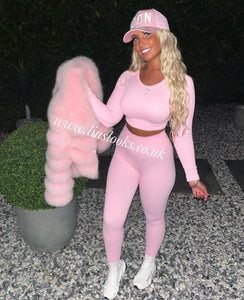 Baby Pink Ribbed Lounge Set (PREMIUM COLLECTION)